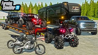 ALL quotBLACKED OUTquot LUXURY CAMPING SETUP LIFTED TRUCKS  RZR  FS22 [upl. by Couchman]