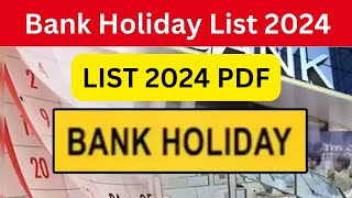 List of Bank holidays 2024 january to december 2024 Bank Holidays In India [upl. by Ititrefen684]