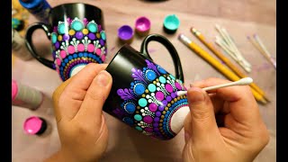 EASY Dot Mandala MUG Painting Using ONLY Qtip Toothpick Pencil  How To Lydia May [upl. by Aloin760]