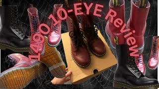 DR MARTEN CHERRY RED 1490 10Eye BOOT REVIEW [upl. by Ecirtam637]