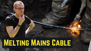 Moving an electrical supply cable with a propane torch [upl. by Ainitsirc]