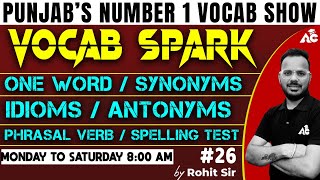 Master Vocabulary for SSC amp Punjab State Exams  VOCAB SPARK with Rohit Sain Sir 26 [upl. by Garry712]