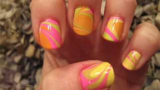 Live Water Marbling Nail Tutorial Spring Colors [upl. by Wachtel]