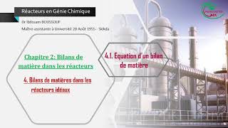 Equation d’un bilan de matière  Réacteurs en Génie Chimique Vidéo contenu [upl. by Lirpa898]