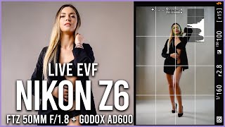 Nikon Z6  FTZ Adapter 50mm F18  Godox AD600  POV Live EVF Model Shooting [upl. by Arabrab117]