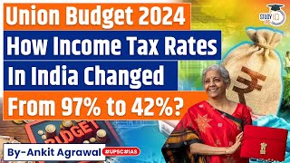 From 97 To 42  How Tax Rates for Individuals Changed Budget 2024  Economy  UPSC [upl. by Aihsenot]