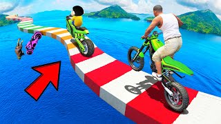 SHINCHAN AND FRANKLIN TRIED THE IMPOSSIBLE COLOURFUL ROAD OBSTACLES POINTS PARKOUR CHALLENGE GTA 5 [upl. by Netsrejk]