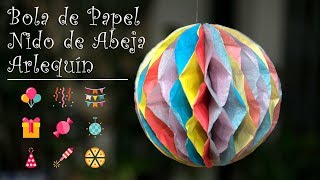 Bola de Papel Nido de Abeja Arlequin Para Decoracion Fiestas [upl. by Halliday777]