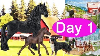 Schleich Advent Calendar Farm Animals Horse Show and Horses Day 1 [upl. by Kcinnay135]