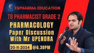 Unit5  Pharmacology Paper Discussion for TG Govt Pharmacist Exam by Mr Upendra [upl. by Arramas675]