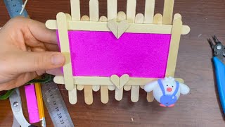 DIY Photo Frame with popsicle sticks 💥 Photo Stand 🔴 Home Decor handmade crafts frame diy [upl. by Kroy]