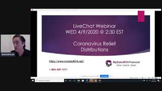 Live Chat Webinar  Coronavirus Relief 100k PenaltyFree 401k Distributions [upl. by Kroll43]