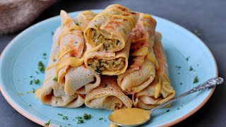 Savory Crepes With A Veggie Filling Easy Recipe [upl. by Ahsiekat]