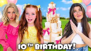 SURPRiSiNG MY SiSTER WiTH 10 GiFTS FOR HER 10TH BiRTHDAY [upl. by Kirsti458]