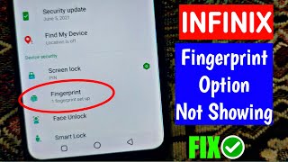 Fingerprint option missing in infinix  Infinix fingerprint option missing  FIX [upl. by Alderson]