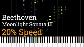 Beethoven  Moonlight Sonata Mvt 3 Slow Piano Tutorial 20 Speed [upl. by Yknarf719]