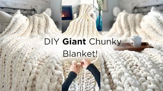 Easy Chunky Knit Blanket Diy  How To Make A Chunky Blanket With Your Hands 🧶  Asmr Home Decor [upl. by Berenice232]