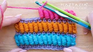 HOW to CROCHET BULLION STITCH  Coil Stitches Using 2 Crochet Hooks Tutorial [upl. by Natsud]