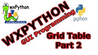 wxPython GUI  Creating Grid Table Part Two 26 [upl. by Notgnimer]