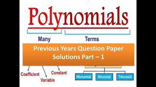 Polynomials  Previous Year Board Exam Solutions  Part 1  Class 10  CBSE  Mathematics [upl. by Saffian]