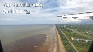 Flight MASwings ATR 72500  Kuching to Mukah Landing dari Laut yang Rare [upl. by Maram]