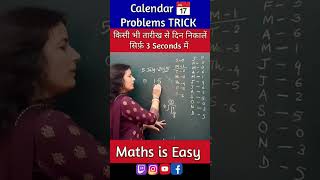 Calendar trick  Kisi bhi date se din nikale  Calendar Reasoning Trick for SSC cglchslshorts yt [upl. by Beverlie978]