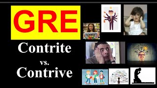 Contrite Meaning  Contrive Meaning  confusing GRE words  gre contrite contrive [upl. by Nylimaj236]