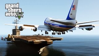 GTA 5 Mods  Air Force One Landing On Aircraft Carrier GTA 5 Funny Moments [upl. by Tandy]