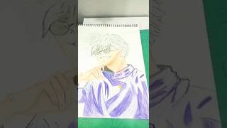 Anime gojo drawing with colour pencils and ok marker [upl. by Oba]