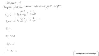 Zamiana ułamków dziesiętnych na ułamki zwykłe [upl. by Lupe]