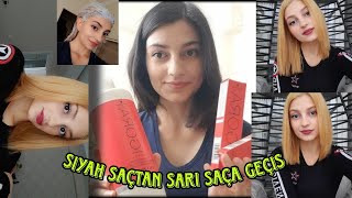 Mavi Siyaha Boyadığım Saçlarımı İgora ile Sarı Yaptım  Sarı Saç Boyama  Saç Açma [upl. by Viridi]