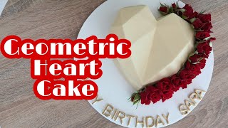 How to make GEOMETRIC HEART CHOCOLATE CAKE with Fresh Roses  Step by step [upl. by Nemraciram]