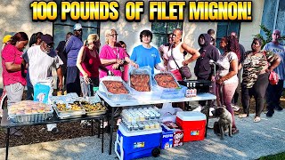 Cooking 100 Pounds Of Filet Mignon For The Homeless [upl. by Widera]