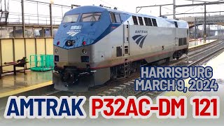 Amtrak P42DC No 121 at Harrisburg Protect Engine  March 9 2024 [upl. by Tessi239]