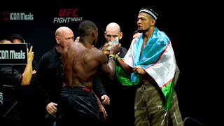 JOAQUIN BUCKLEY FLASHES MONEY IN THE FACE OF NURSULTON RUZIBOEV AT UFC ST LOUIS WEIGH INS [upl. by Noseaj]