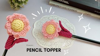 Crochet pencil topper  merenda hiasan pensil bunga [upl. by Aehr]