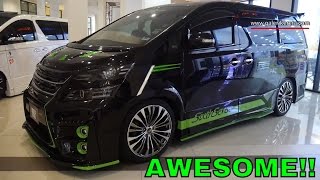 Vellfire Modified with Custom Bodykit Sixth Sense  Black Green Combination [upl. by Htebsil]