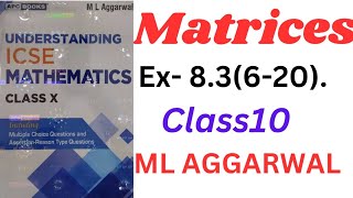 Matrices class 10ex83620ml aggarwal icse math [upl. by Elleira544]