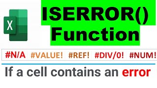 ISERROR FunctionISERROR Function in ExcelHow to use ISERROR Function in ExcelExcel ISERRORexcel [upl. by Ssenav]