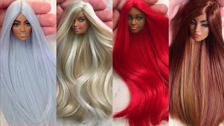 Barbie Doll Makeover Transformation  DIY Miniature Ideas for Barbie  Wig Dress Faceup and More [upl. by Bergess]