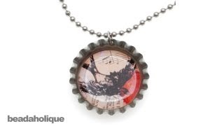 How to Make a Bottle Cap Pendant Necklace Using Epoxy Stickers [upl. by Nyleek261]