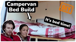 Building a Bed in Our Camper Van  Crafter Van Conversion  39 [upl. by Enelak]