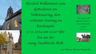 Gottesdienst am Vokstrauertag dem vorletzten Sonntag im Kirchenjahr [upl. by Uda]