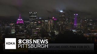 Pittsburgh skyline turns pink for Breast Cancer Awareness Month [upl. by Bracci]