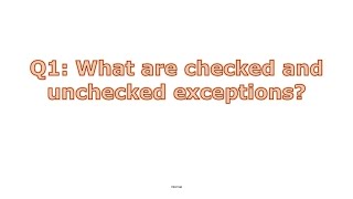 1 Java  Exception handling  What are checked and unchecked exceptions [upl. by Lyndon707]