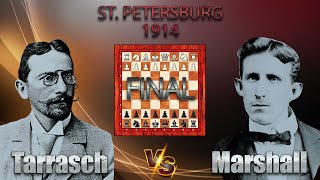 Siegbert Tarrasch Vs Frank Marshall 🏆 St Petersburg 1914 🏆 D40 Verbesserte Tarrasch  chess 678 [upl. by Akenahs640]