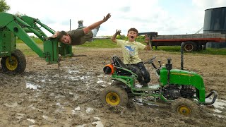 Hudson Finds His Kids Tractors Stuck in the Mud  Tractors for kids [upl. by Brothers]