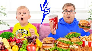 Les aliments sains contre la malbouffe avec Oliver et papa [upl. by Adnir]