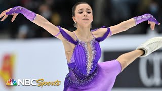 Valieva breaks her own record with incredible short program at European Championships  NBC Sports [upl. by Adamek]