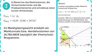 Lineare Funktionen  Marktvolumen Konsumentenrente amp Produzentenrente  Übung 5 [upl. by Anahsohs]